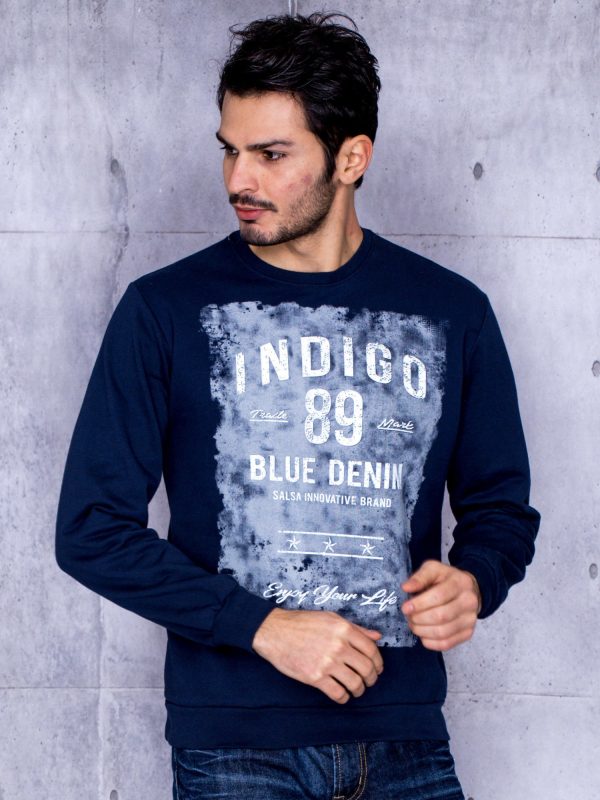 Wholesale Navy blue padded sweatshirt for men with print