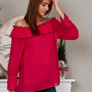 Wholesale Chiffon blouse spanish raspberry