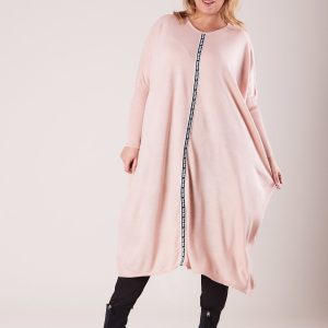 Wholesale Pale Pink Plus Size Women's Long Sweater