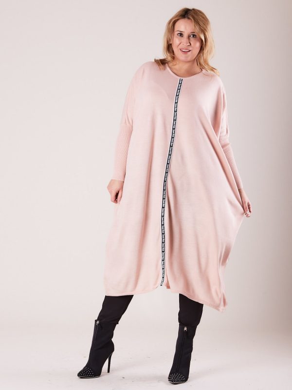 Wholesale Pale Pink Plus Size Women's Long Sweater