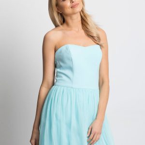 Wholesale Light blue strapless dress with tulle