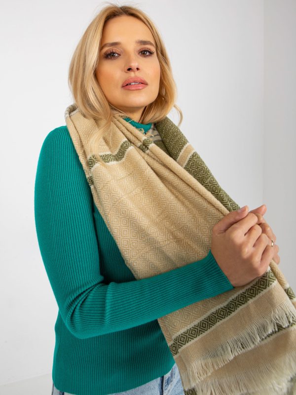 Wholesale beige-green scarf with wool