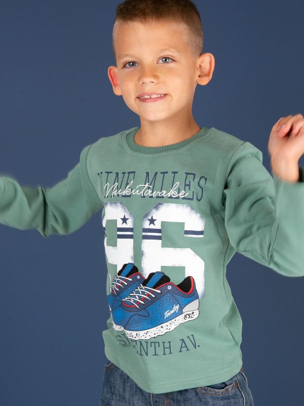 Wholesale Green blouse for boy with print