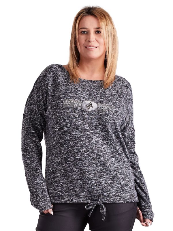 Wholesale Dark grey blouse with plus size applique