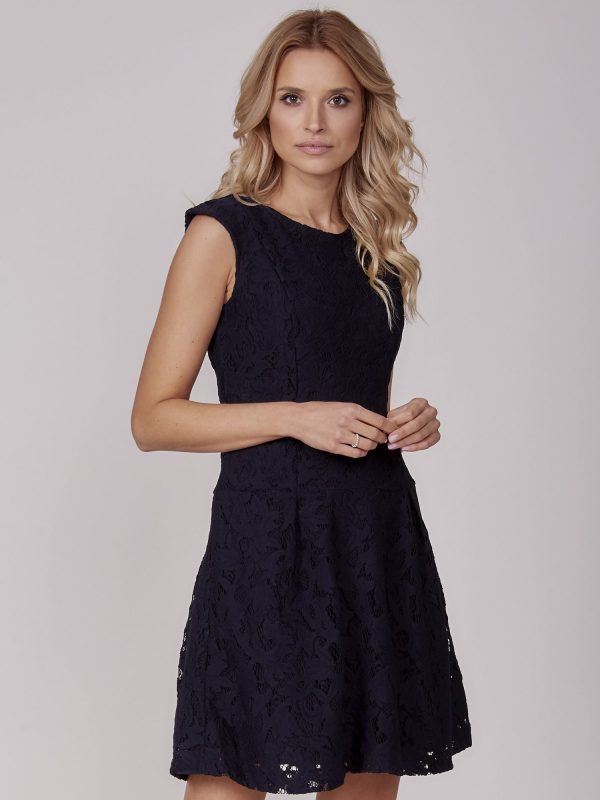 Wholesale Navy Blue Layered Lace Dress