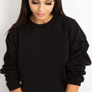 Wholesale Black sweatshirt for women with ruffled sleeves