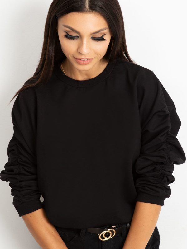 Wholesale Black sweatshirt for women with ruffled sleeves