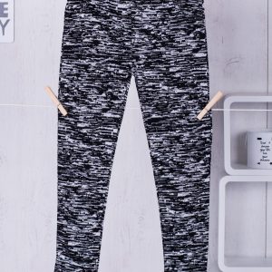 Wholesale Black leggings for girl in melange pattern