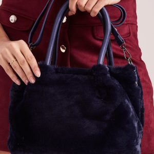 Wholesale Navy blue faux fur bag