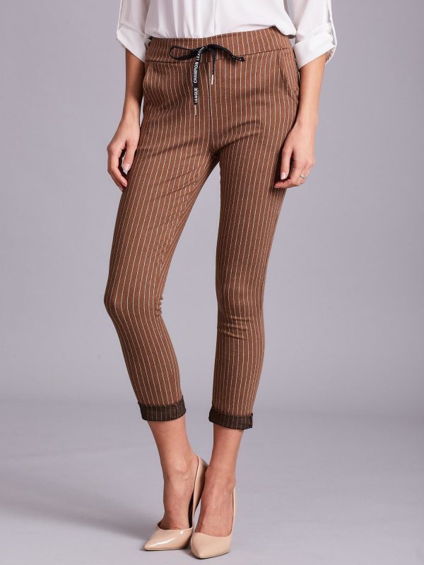 Wholesale Light Brown Women's Striped Pants