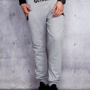 Wholesale Men's sweatpants grey with stripes and stripes