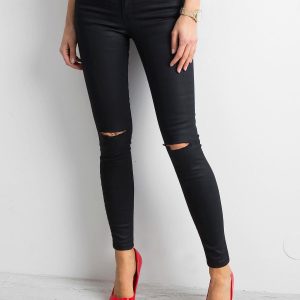 Wholesale Black skinny pants with slits