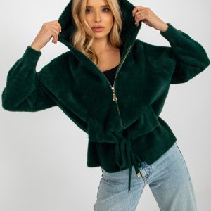 Wholesale Dark Green Keilani Hooded Alpaca Transitional Jacket