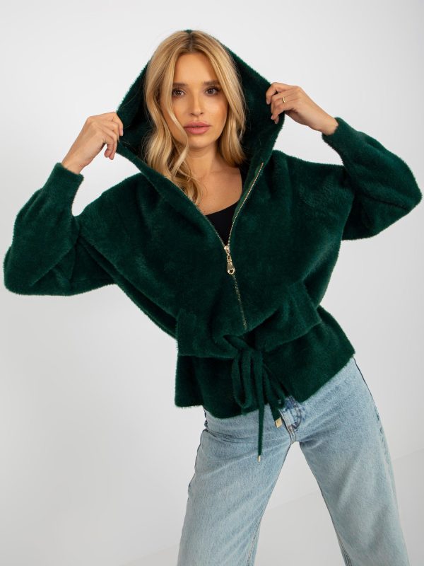 Wholesale Dark Green Keilani Hooded Alpaca Transitional Jacket