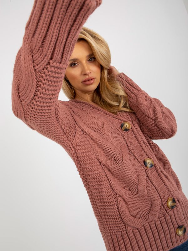 Wholesale Louissine RUE PARIS Dirty Pink Button Cardigan