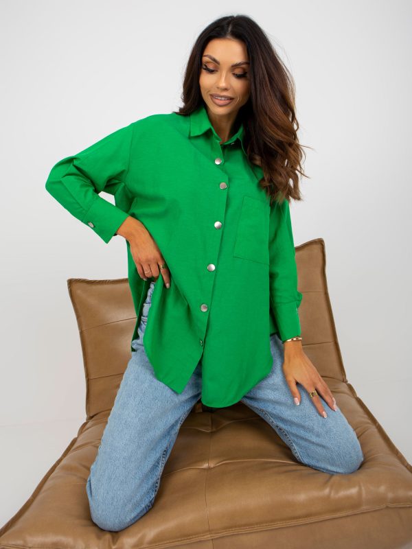 Wholesale Green loose classic shirt with collar