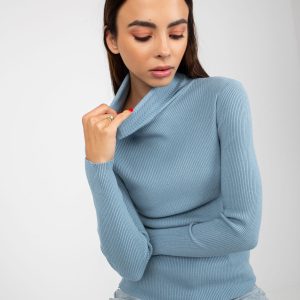 Wholesale Light Blue Fit Turtleneck Stripe Sweater