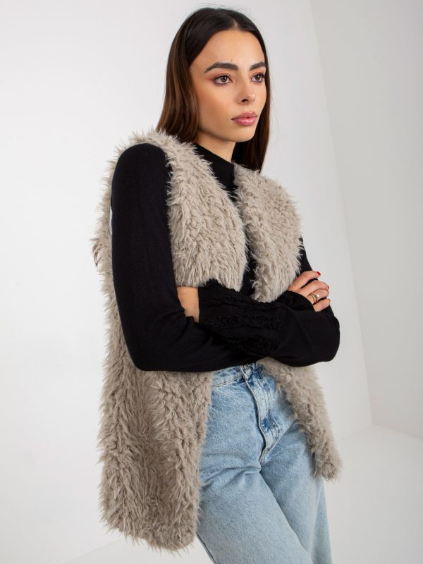 Wholesale Hallie Light Grey Fur Vest