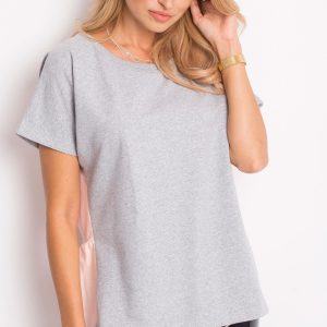 Wholesale Gray-pink oversized blouse with frill