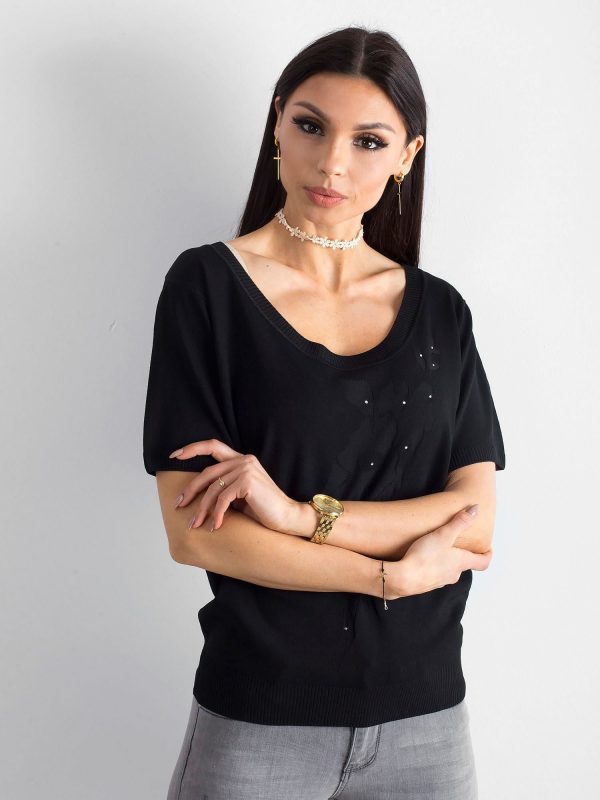 Wholesale Black blouse with deep neckline