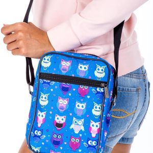 Wholesale Blue Messenger Bag in Owls