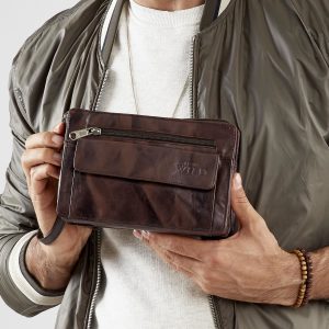 Wholesale Brown Shaded Leather Men's Sachet