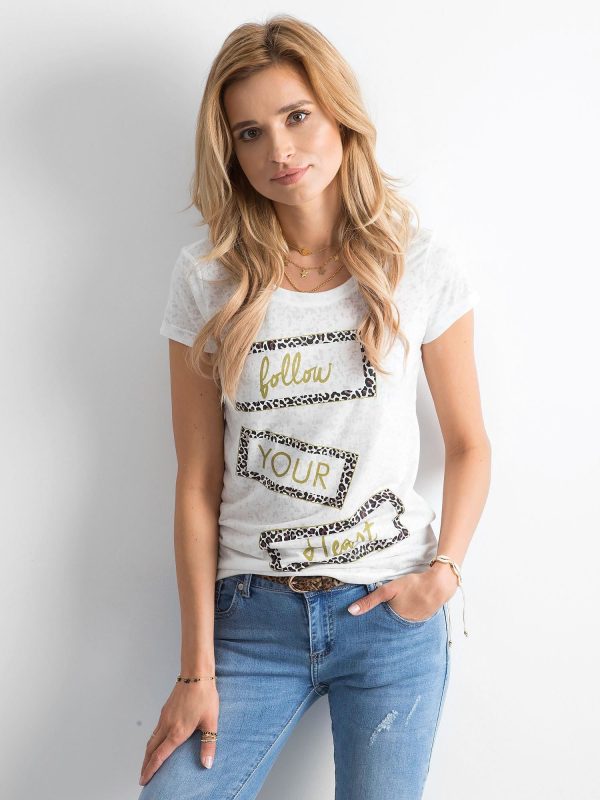 Wholesale Ecru women's t-shirt with prints