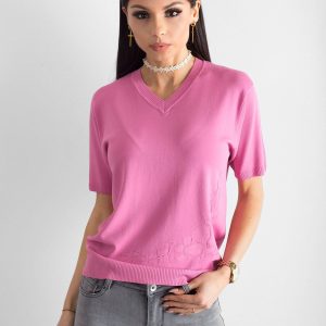 Wholesale Pink V-neck blouse