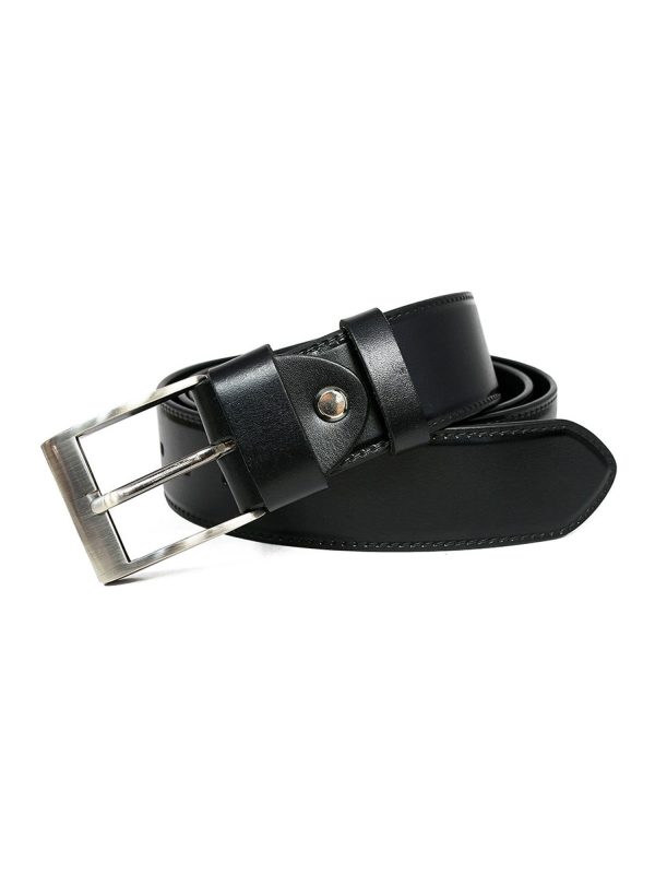 Wholesale Men's Black Leather Strap with Decorative Stitching