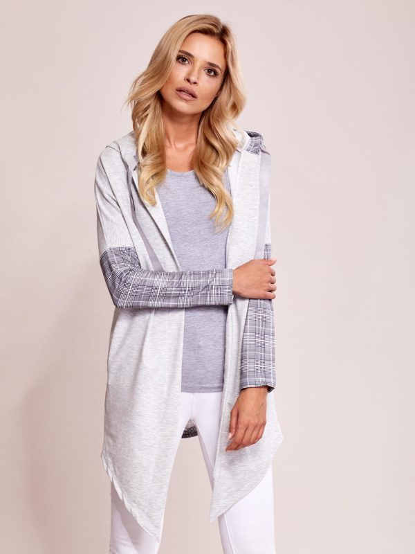 Wholesale Light grey sweatshirt bedspread with checkered inserts