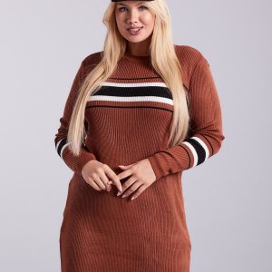 Wholesale Brown Plus Size Long Sweater