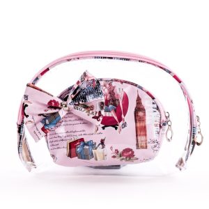 Wholesale Cosmetic bag pink 2in1