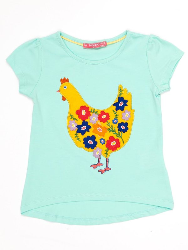 Wholesale Mint T-shirt for girls with chickens