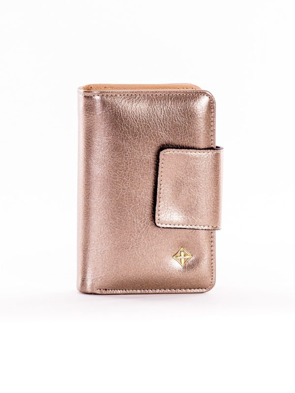 Wholesale Women's gold wallet with white and magnet clasp