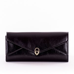 Wholesale Black oblong wallet with decorative snap closure