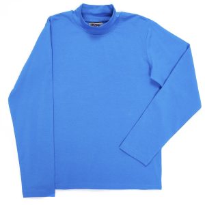 Wholesale Cotton blouse children's blue with half turtleneck