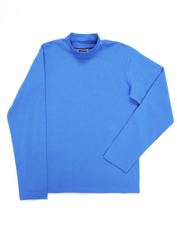 Wholesale Cotton blouse children's blue with half turtleneck