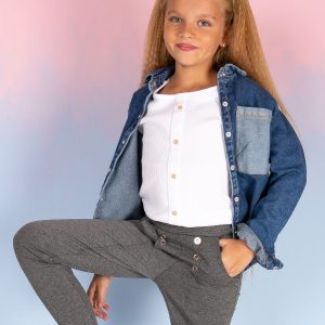 Wholesale Sweatpants for girl dark gray with buttons