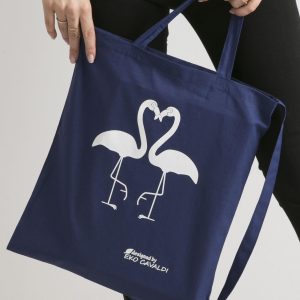 Wholesale Dark Blue Flamingo Printed Eco Bag