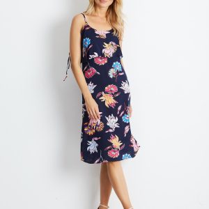 Wholesale Navy blue dress with floral motif