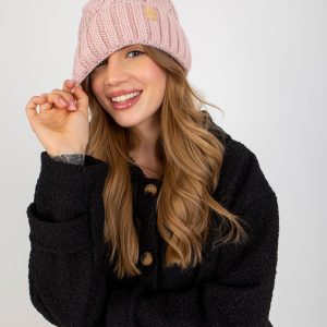 Wholesale Light pink women's winter hat with pompom