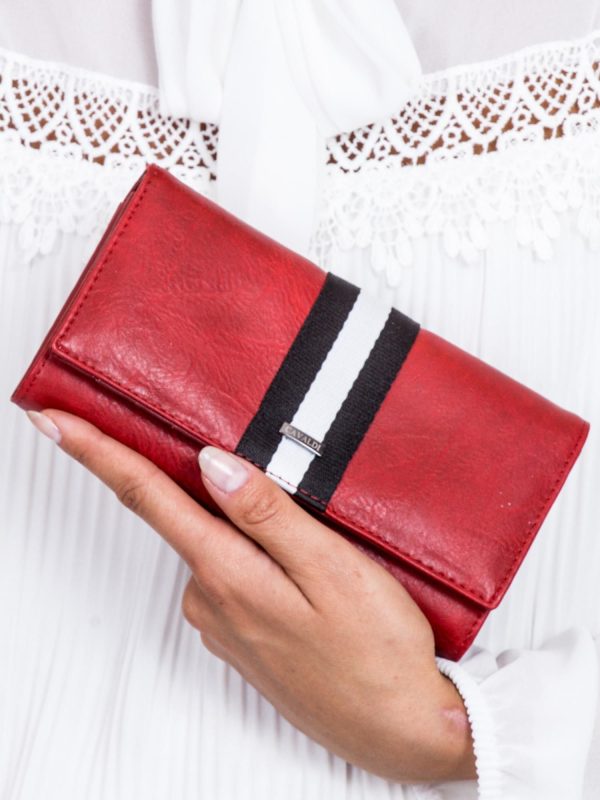 Wholesale Red Leather Wallet with Striped Module