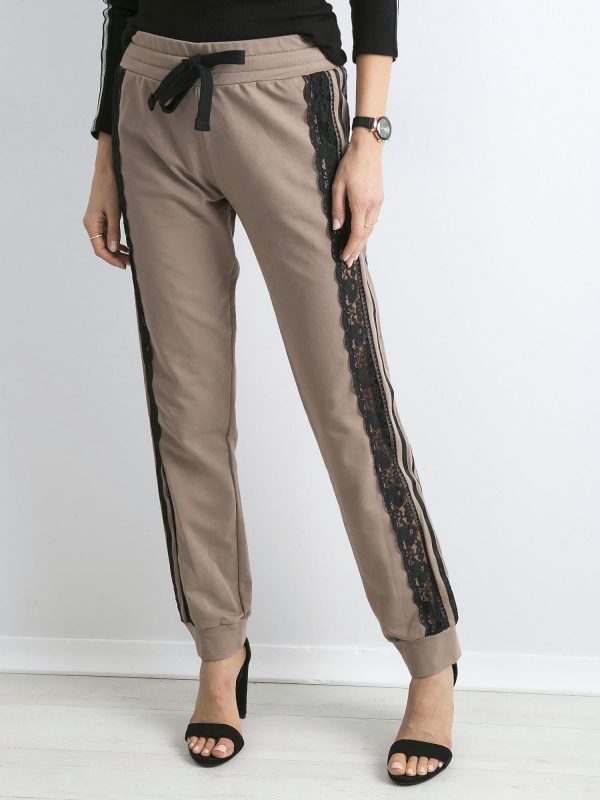 Wholesale BY O LA LA Beige pants with lace