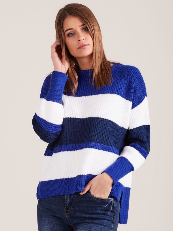 Wholesale Navy blue striped women's sweater