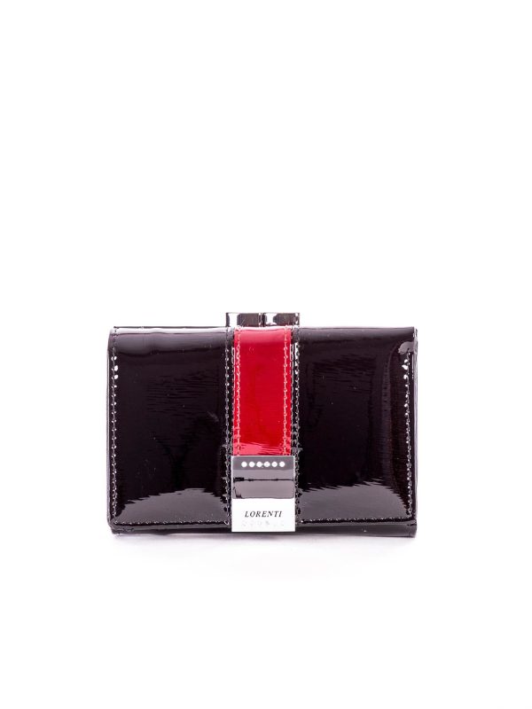 Wholesale Black lacquered wallet with decorative clasp