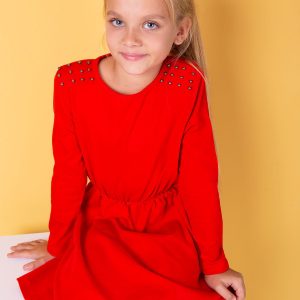 Wholesale Red dress for girl with pearls