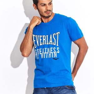 Wholesale EVERLAST Blue t-shirt for men with brand logo print