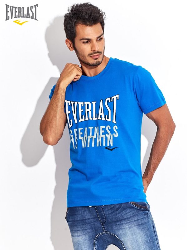 Wholesale EVERLAST Blue t-shirt for men with brand logo print