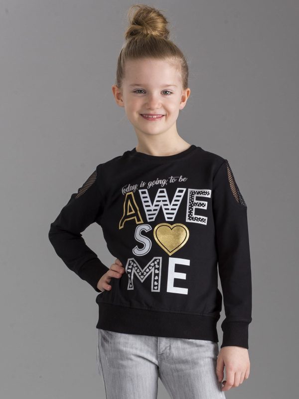 Wholesale Black sweatshirt for girl with print