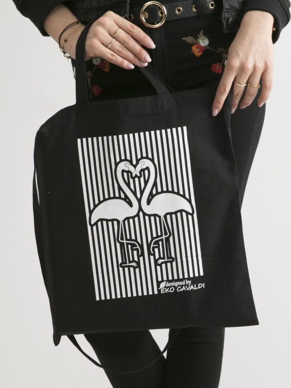 Wholesale Black Cotton Flaminate Printed Bag